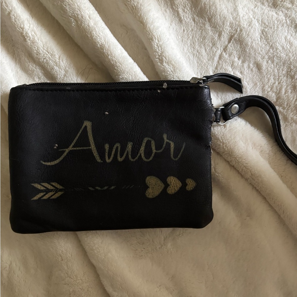 Black and Gold Amor Wristlet